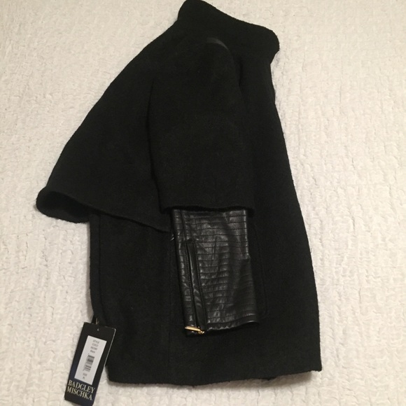 Badgley Mischka Wool & leather Coat Black XL(16) - Picture 9 of 16